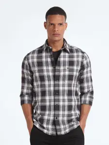 Flying Machine Slim Fit Tartan Checked Pure Cotton Casual Shirt