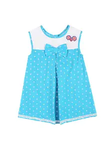 BAESD Polka Dot Printed Round Neck Sleeveless A-Line Dress