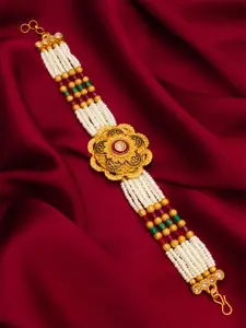 aadita Women Handcrafted Gold-Plated Wraparound Bracelet
