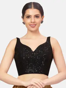 Studio Shringaar Embroidered Sweetheart Neck Sleeveless Saree Blouse
