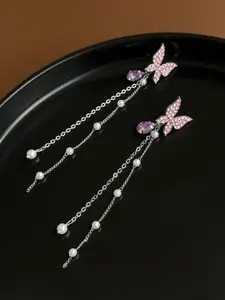 VAGHBHATT Animal Shaped Silver-Plated Drop Earrings