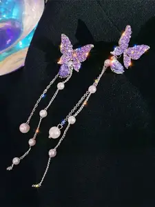 VAGHBHATT Animal Shaped Silver-Plated Drop Earrings