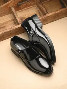 INVICTUS Men Buckle Detailed Formal Monk Shoes