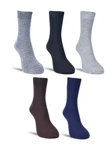 Dollar Socks Men Pack Of 5 Striped Cotton Calf-Length Socks