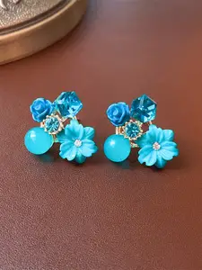 VAGHBHATT Crystals Studded Floral Stud Earrings