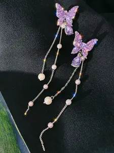 VAGHBHATT Animal Shaped Silver Plated Drop Earrings