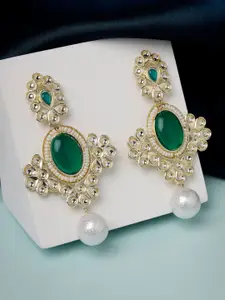 ADIVA Gold-Plated Kundan-Studded Classic Drop Earrings