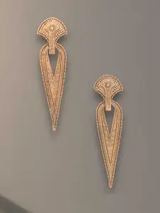 ADIVA Gold-Plated Teardrop Shaped Drop Earrings
