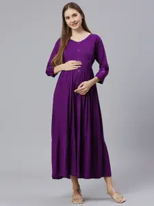 Aanyor V-Neck Maternity Maxi Dress