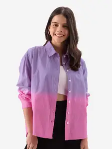 The Souled Store Colourblocked Opaque Cotton Oversized Casual Shirt