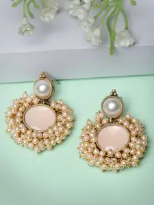 ADIVA Gold-Plated Kundan Studded Contemporary Drop Earrings