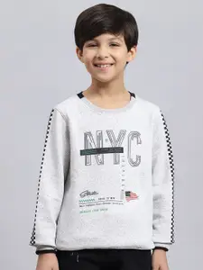 Monte Carlo Boys Typography Printed Fleece Pullover