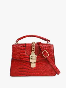 Kazo Animal Textured Leather Structured Satchel with Applique