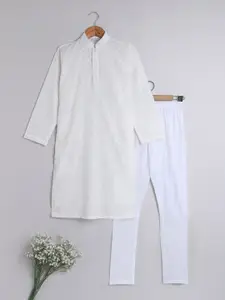 BAESD Boys Floral Embroidered Regular Chikankari Pure Cotton Kurta with Pyjamas