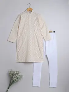 BAESD Boys Floral Embroidered  Regular Chikankari Pure Cotton Kurta with Pyjamas