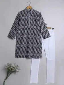 BAESD Boys Embroidered Regular Chikankari Pure Cotton Kurta with Churidar