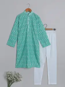 BAESD Boys Embroidered Regular Pure Cotton Kurta With Churidar