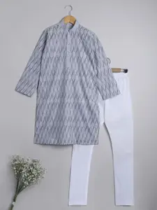 BAESD Boys Embroidered Regular Pure Cotton Kurta With Churidar