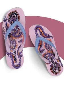 Aqualite Women Printed Rubber Thong Flip-Flops
