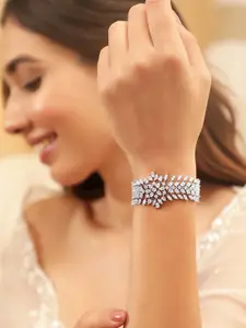 Rubans Rhodium Plated Marquise and Pear Crystal CZ Demi-fine Luxury Bracelet