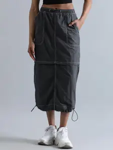 Bene Kleed Mid-Rise Parachute-Fit Midi A-Line Skirt