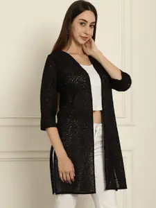 Dressitude Self Design Cotton Long Shrug