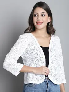 Dressitude Self Designed Cotton Open Front Shrug