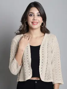 Dressitude Women Self Design Cotton Open Front Shrug