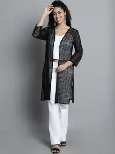 Dressitude Self Designed Cotton Longline Open Front Shrug