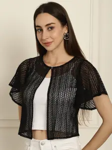 Dressitude Self Designed Cotton Crop Open Shrug Shrug