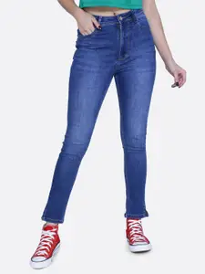 FCK-3 Women Hottie Skinny Fit High-Rise Dark Shade Light Fade Clean Look Stretchable Jeans