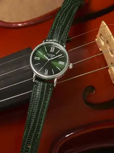 Sonata Poze Women Brass Skeleton Dial & Leather Straps Analogue Watch SP80037SL01W