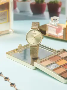 Sonata Poze Women Brass Embellished Dial & Bracelet Style Straps Analogue Watch SP80048YM01W