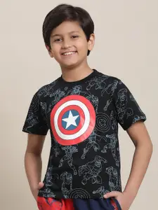 Kids Ville Boys Captain America Printed Pure Cotton T-Shirt
