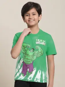 Kids Ville Boys Round Neck Short Sleeves Hulk-Printed Pure-Cotton T-Shirt