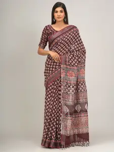 JALTHER Floral Block Print Saree