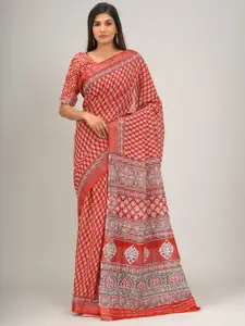 JALTHER Floral Block Print Saree