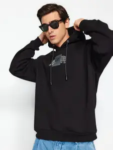 Trendyol Typography Printed Hooded Pure Cotton Pullover Sweatshirt