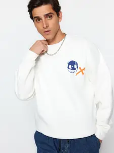 Trendyol Typography Printed Round Neck Cotton Pullover Sweatshirt
