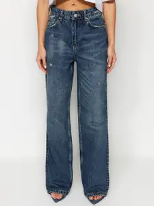 Trendyol Women Straight Fit Low Distress Light Fade Jeans