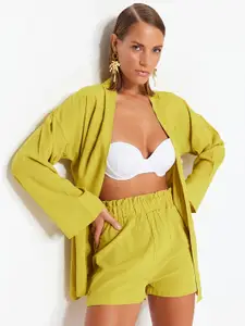 Trendyol Open Front Coat With Shorts Co-Ords