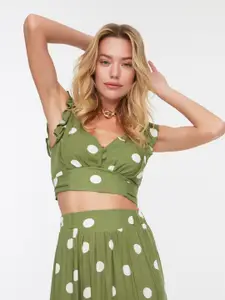 Trendyol Polks Dots Printed Top and Skirts Co-Ords
