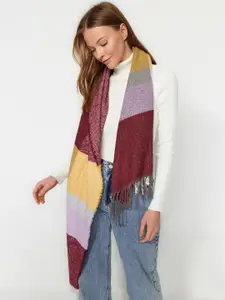 Trendyol Pure Acrylic Colourblocked Scarf with Tasselled
