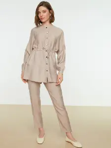 Trendyol Band Collar Puff Sleeves Casual Shirt