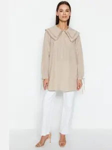 Trendyol Peter Pan Collar Long Sleeves Cotton Casual Shirt