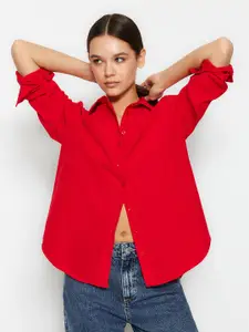 Trendyol Spread Collar Long Sleeves Cotton Casual Shirt