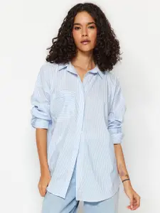 Trendyol Striped Printed Pure Cotton Casual Shirt