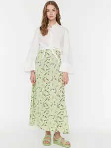 Trendyol Floral Printed High-Rise Maxi-Length A-Line Skirt