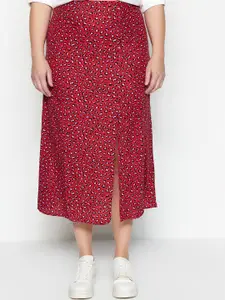 Trendyol Self Design Printed Straight Midi Skirt