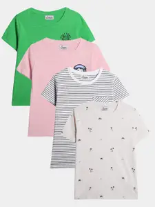Anthrilo Boys Pack Of 4  Printed Round Neck Cotton Regular Fit Casual T-shirt
